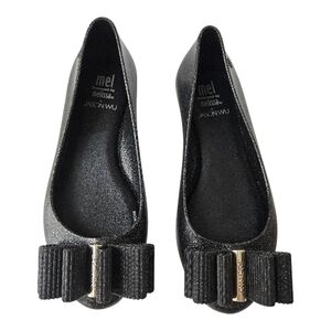 Mel by Melissa x Jason Wu Space Love black glitter jelly ballet flats Youth Girl